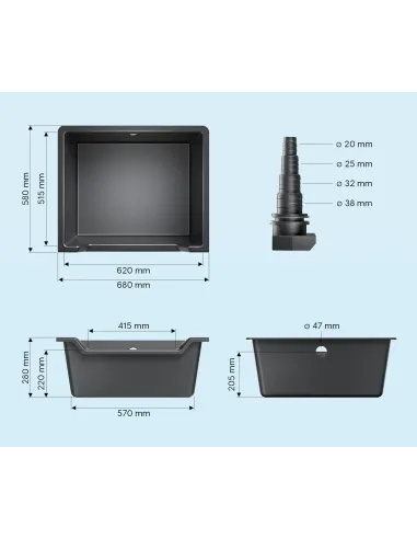 Cascada para estanque 60 L | SunSun | Acuática Acuarios y Estanques