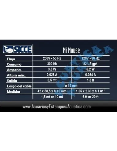 SICCE MI MOUSE BOMBA AGUA REGULABLE ACUARIO