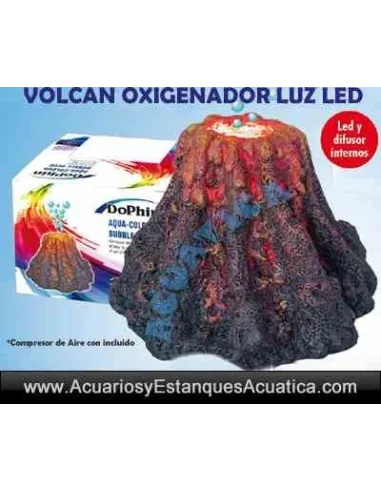 DOPHIN VOLCAN LED BURBUJAS DECORACION ACUARIOS