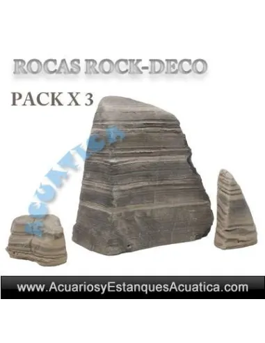 DECORACION ACUARIO ROCAS PACK 3 ROCK DECO GRIS