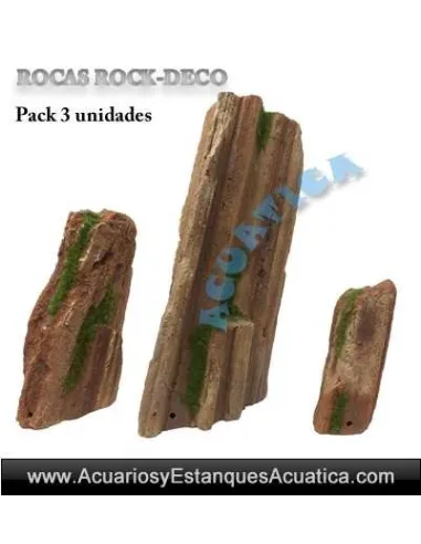 DECORACION ACUARIO ROCAS PACK 3 ROCK DECO MARRON