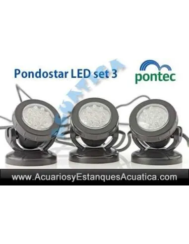 PONTEC PONDOSTAR LED SET 3 FOCOS SUMERGIBLE ILUMINACION ESTANQUE