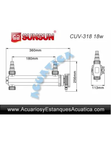 Lámpara UV esterilizador clarificador de estanque Sunsun CUV-118