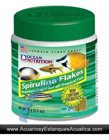 ALIMENTO PECES ACUARIO MARINO ESCAMAS OCEAN NUTRITION SPIRULINA