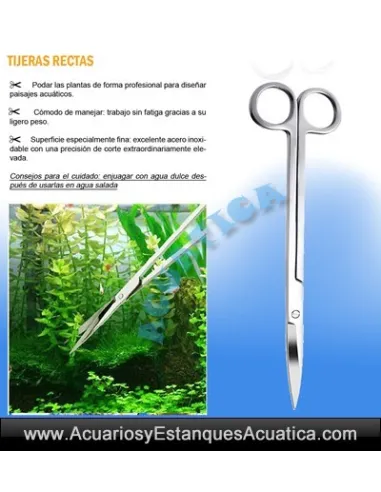 Tijeras Rectas 35cm en Acero para Acuario Plantado