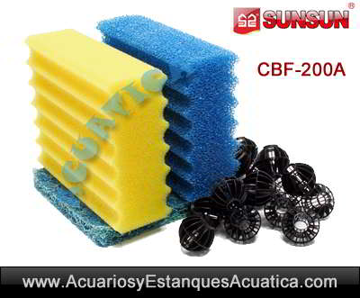 SUNSUN-CBF200A-filtro-estanque-estera-japonesa-esponja-foamex-bio-bolas-material-filtrante