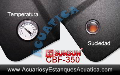 sunsun-cbf-350-filtro-filtracion-estanque-gravedad-caja-koi-camara-visor-suciedad-temperatura-reloj