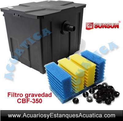 sunsun-cbf-350-filtro-filtracion-estanque-gravedad-flujo-abierto-caja-koi-esponja-bio-bolas-algas