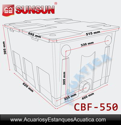 sunsun-cbf-550-cajon-filtro-limpieza-agua-limpia-estanque-con-peces-dimensiones-medidas-externas