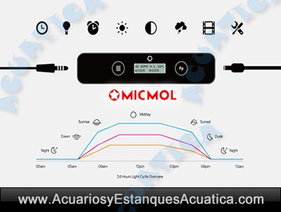 Micmol-Aqua-CC-pantalla-led-iluminacion-acuario-marino-dulce-plantado-arrecife-programable-controlador-programas